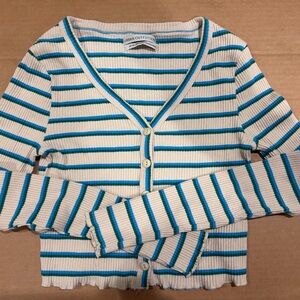 Urban Outfitters Blue and Green Striped Cropped top